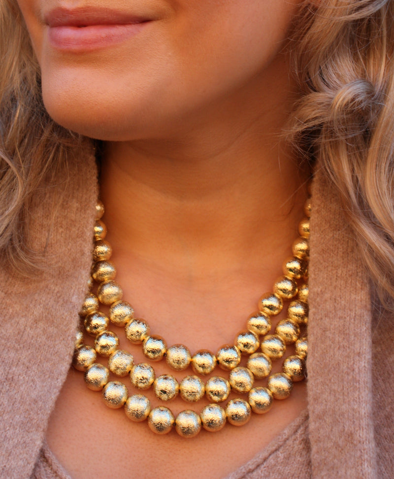 Brushed Metal Bead Necklace