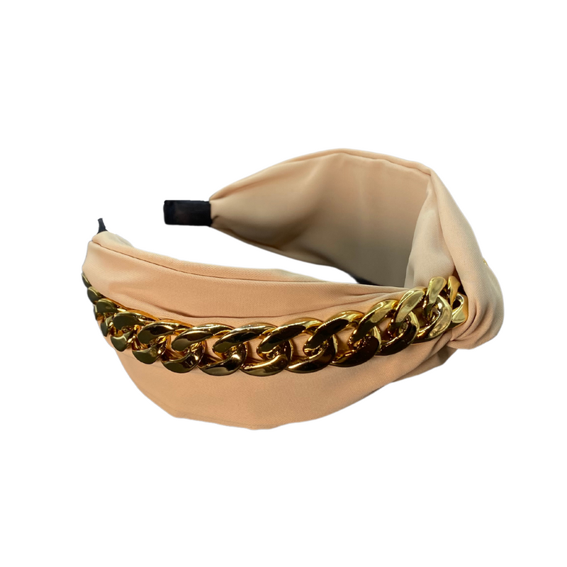 Knotted Chain Headband - tan