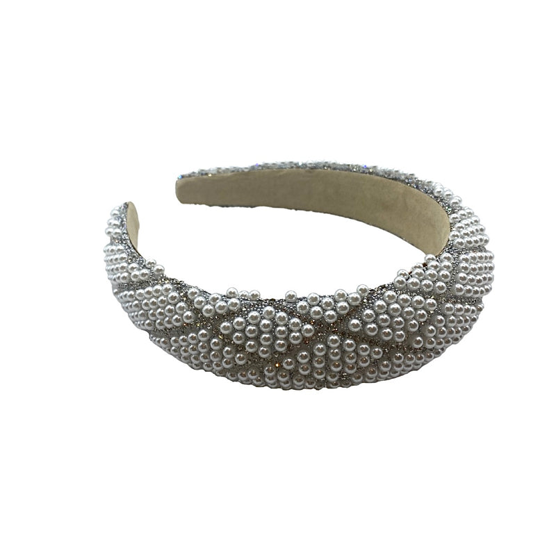Beaded Pearl Headband - silver