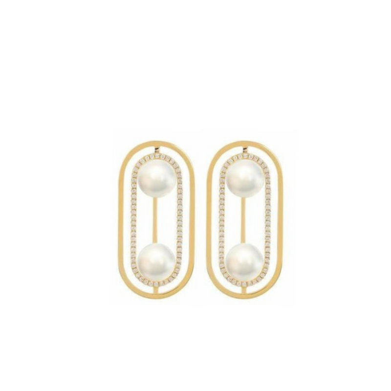Double Look Pearl Drop Studs