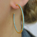 Pave Turquoise Hoops