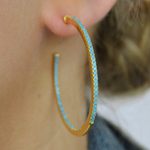 Pave Turquoise Hoop