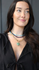 Marble Heart Charm Necklace - Sage
