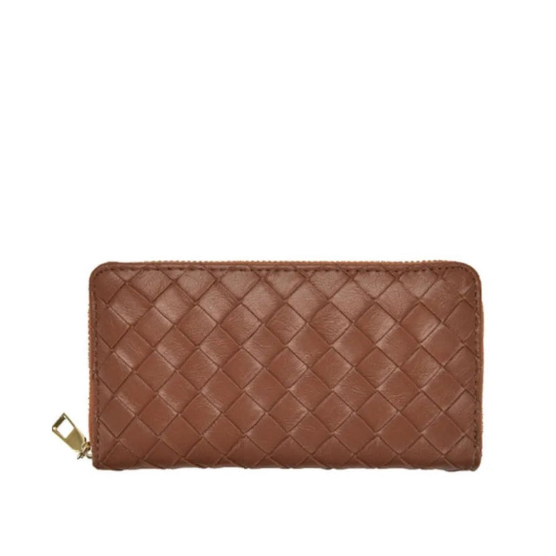 Large Woven Wallet - brown
