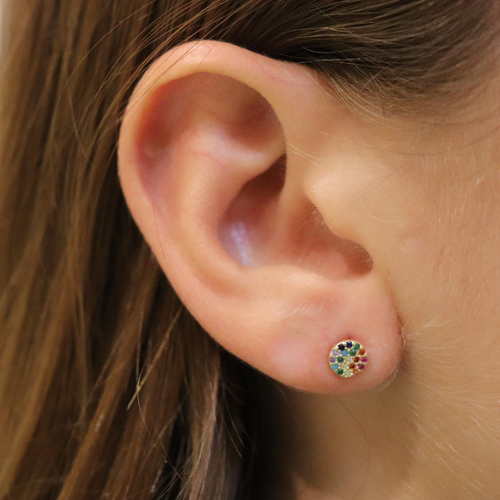Pave Rainbow Round Studs