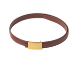 Brushed Rectangular Buckle Belt - brown