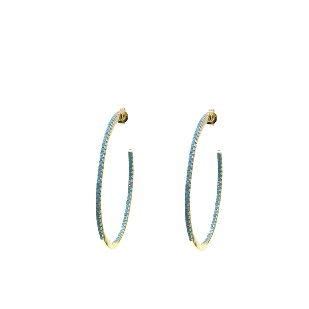 Pave Turquoise Hoops – Accessory Concierge