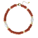 Capri Pearl Collar - Deep Orange
