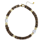 Capri Pearl Collar - Brown Wood