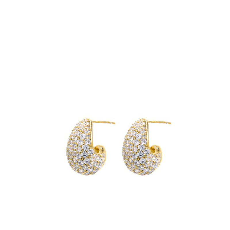 Pave Half Moon Earrings