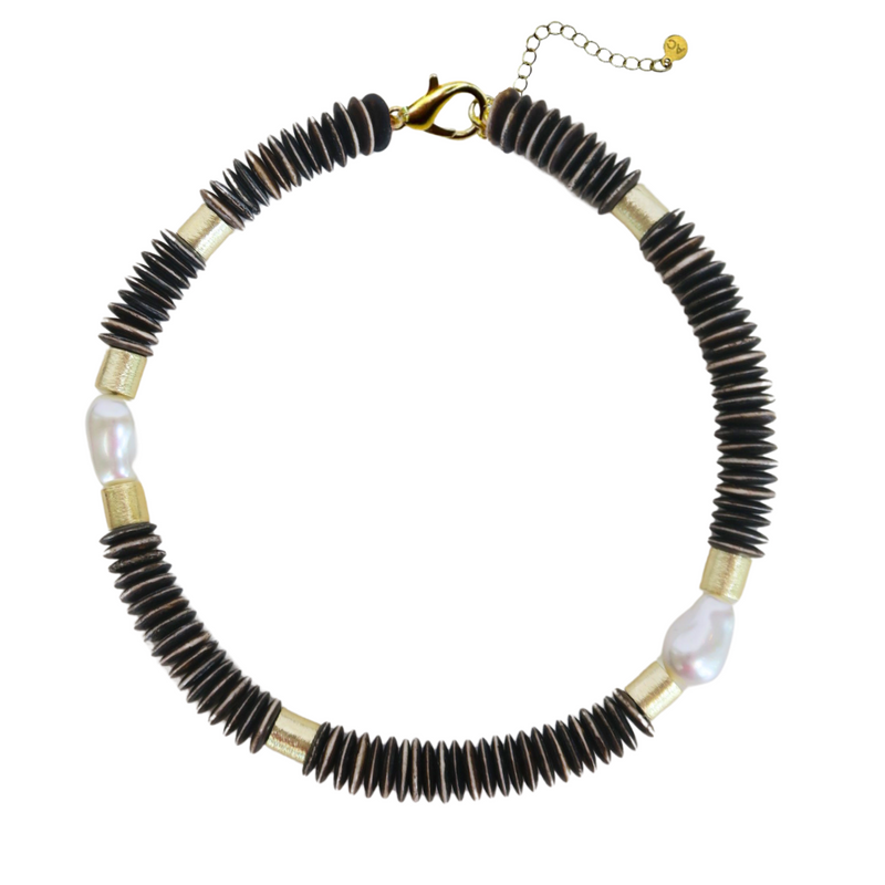 Capri Pearl Collar - Black Wood