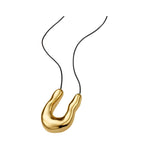 Modern Horseshoe Cord Necklace - Gold