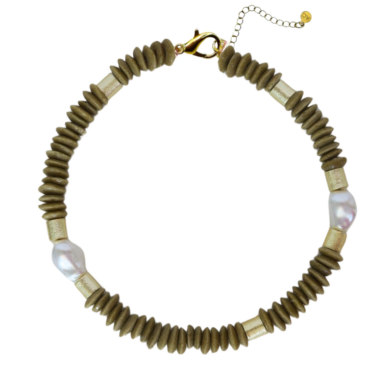 Capri Pearl Collar - Khaki