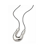 Modern Horseshoe Cord Necklace - Silver