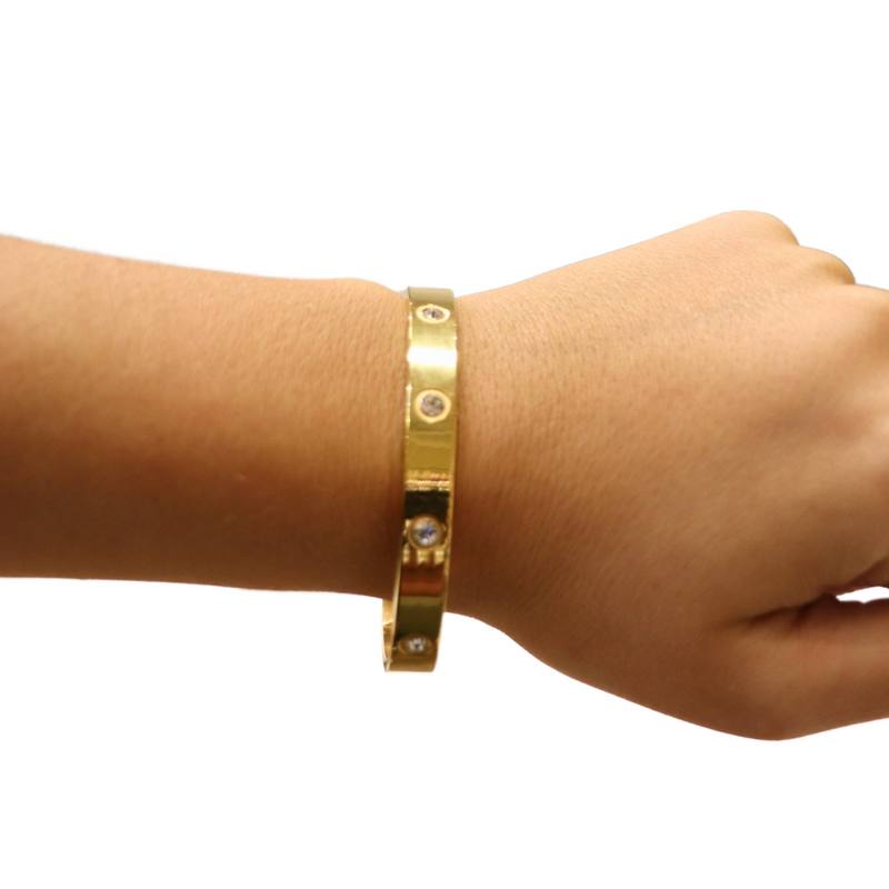 Gold Solitaire Bangle