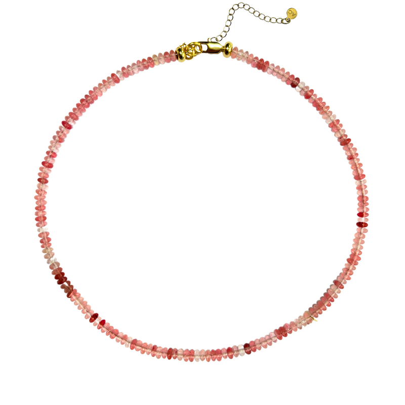 Micro Beaded Necklace - Clear Pink