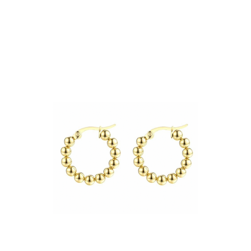 Gold Ball Huggie Hoops