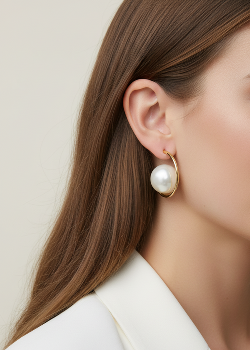 Teggy Pearl Hoops