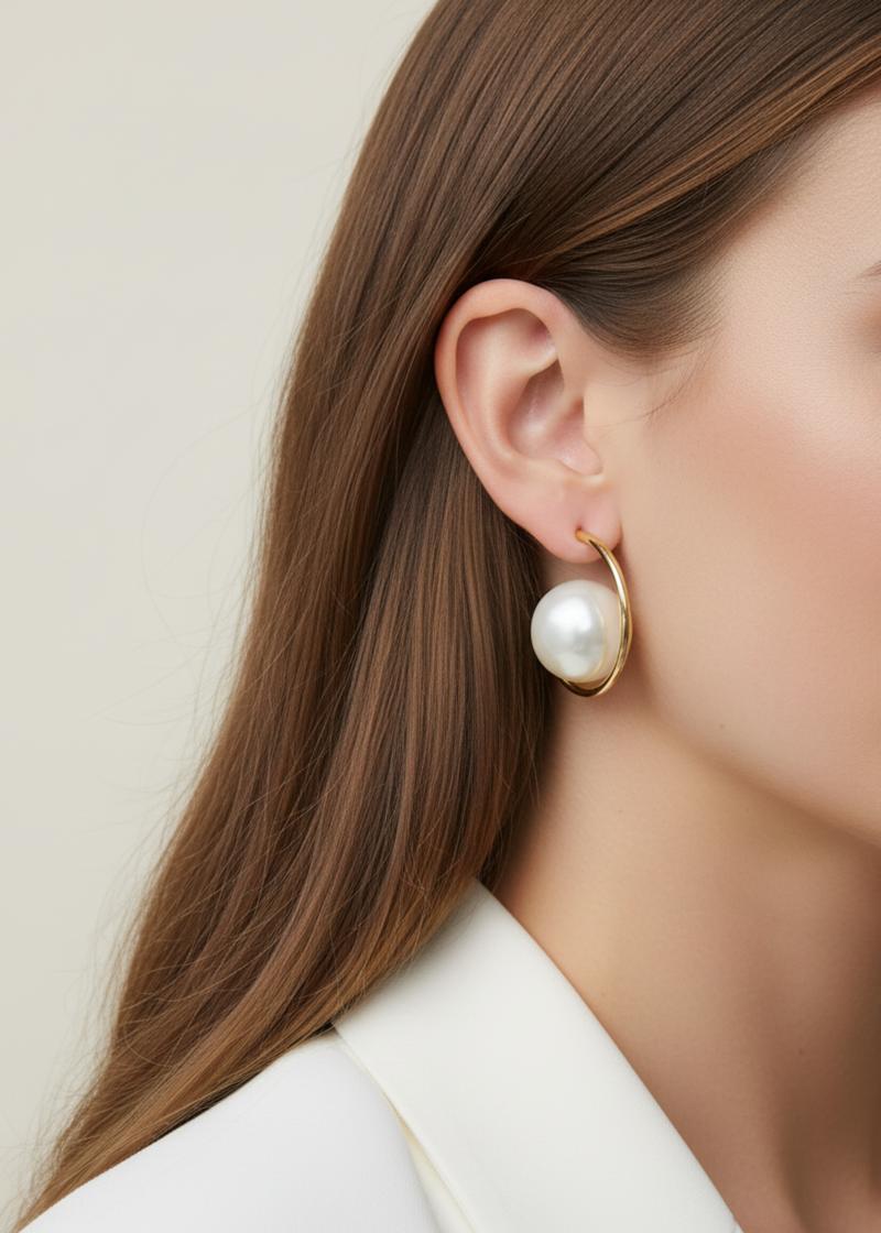 Teggy Pearl Hoops