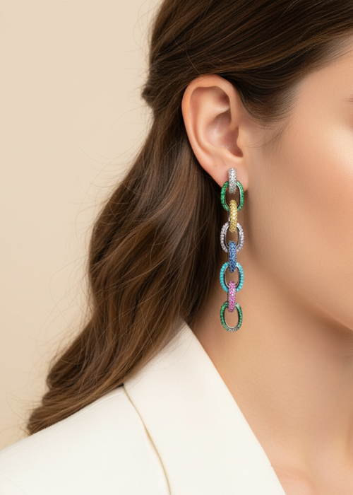 Pave Link Drops - Rainbow