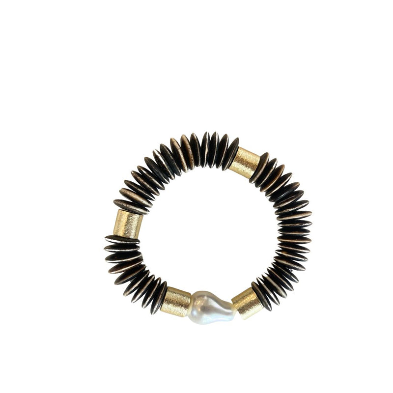 Capri Pearl Bracelet - Black Wood