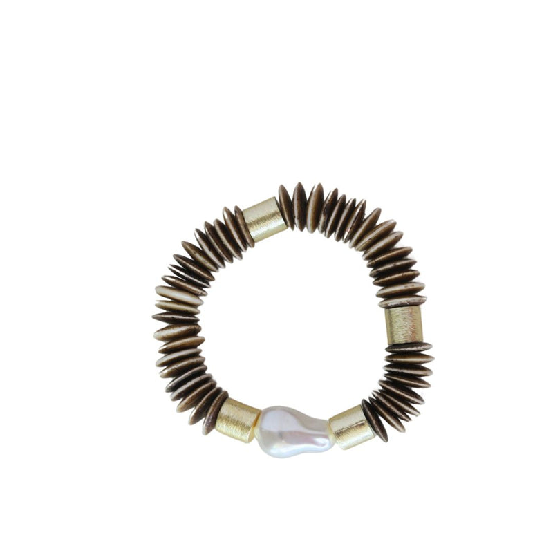 Capri Pearl Bracelet - Brown Wood