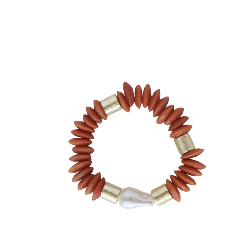 Capri Pearl Bracelet - Deep Orange