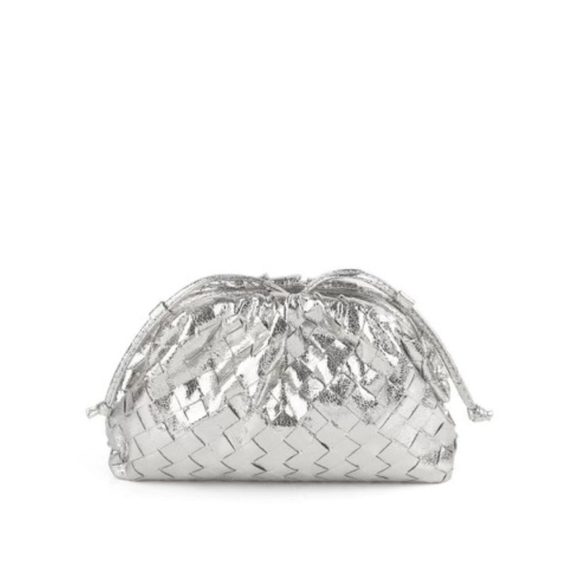 Woven Cloud Clutch - Metallic Silver