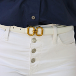 Double Oval Linked Belt - White