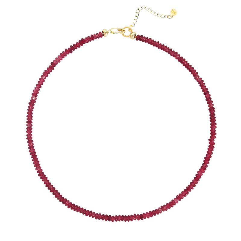 Micro Beaded Necklace - Deep Red