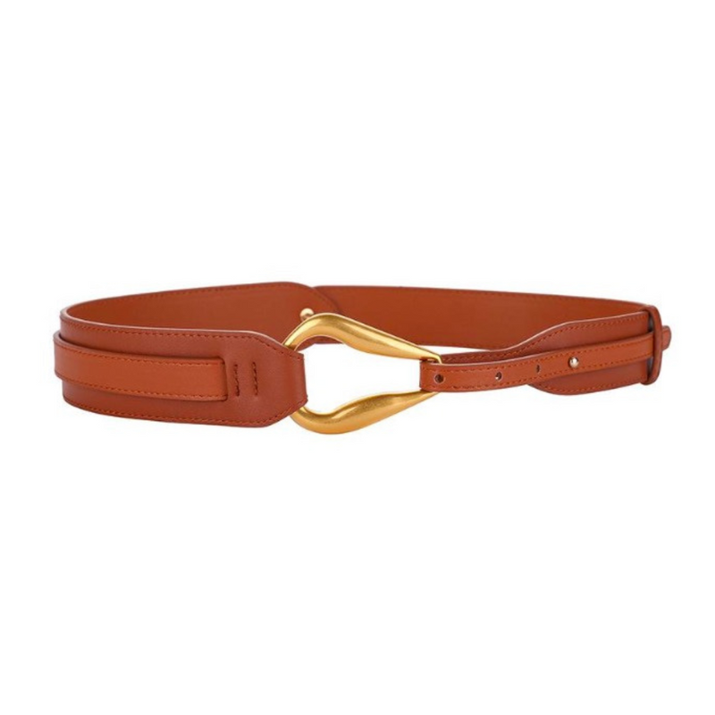 Brass Buckle Belt - Saddle