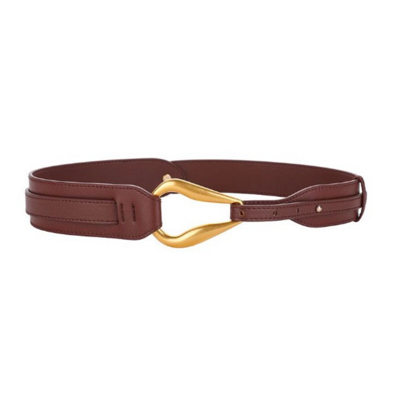 Brass Buckle Belt - Dark Brown