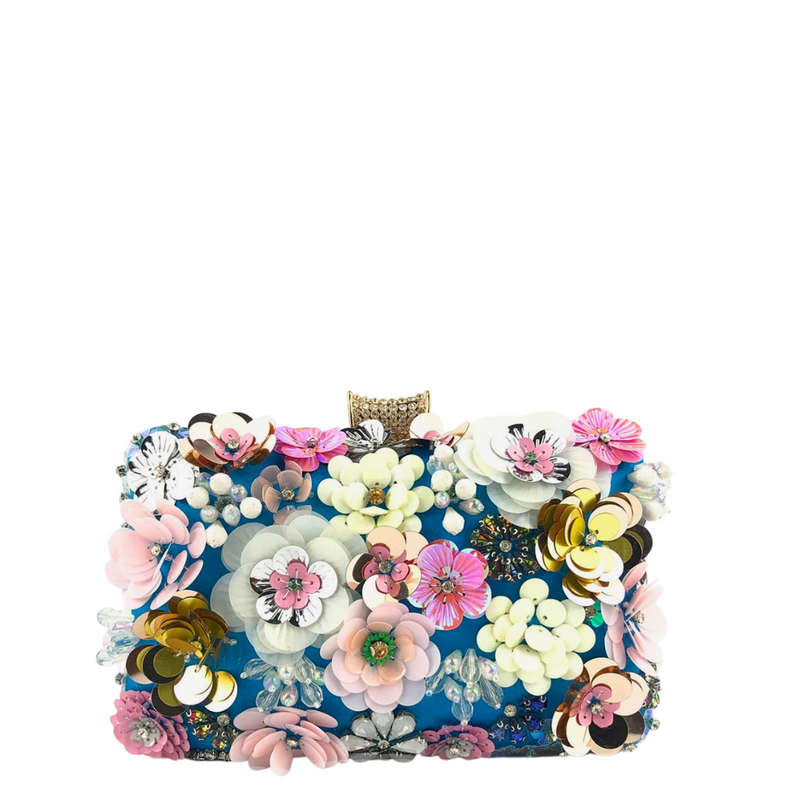 Floral Frida Clutch - blue