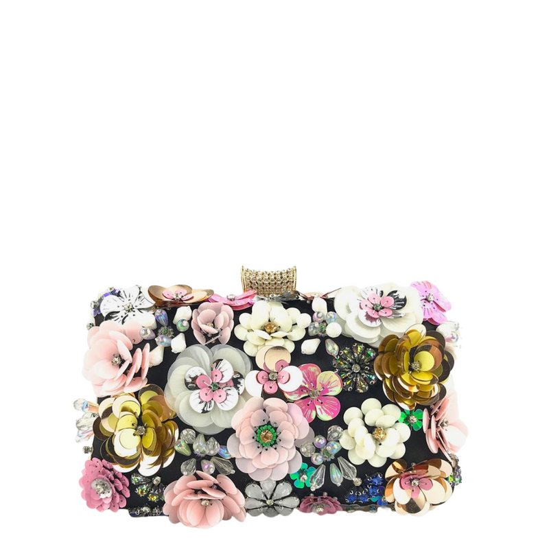 Floral Frida Clutch - black