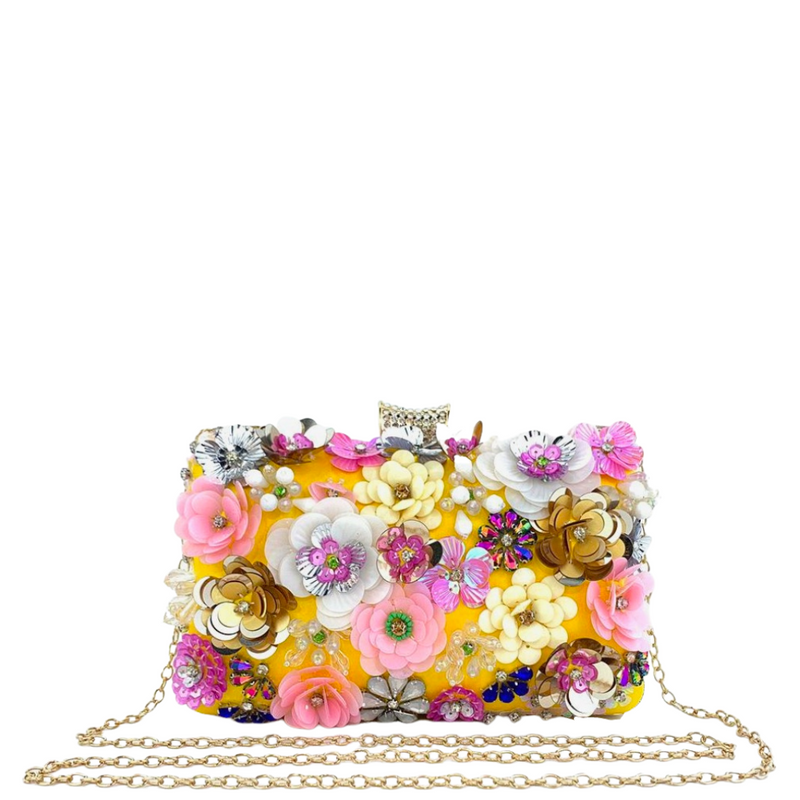 Floral Frida Clutch - yellow