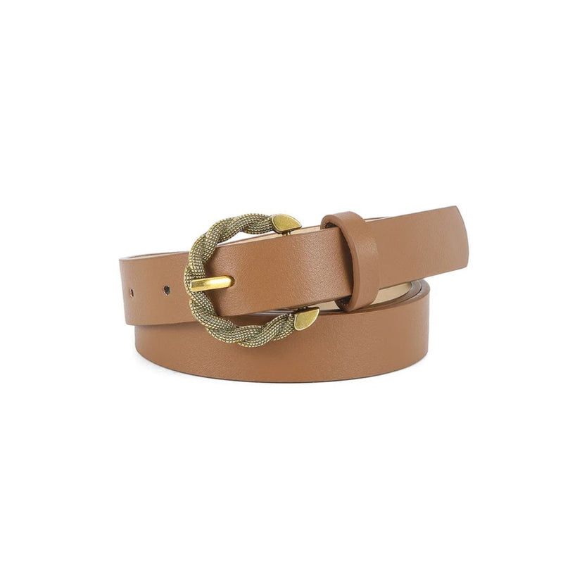 Twisted Buckle Belt - brown - wholesale