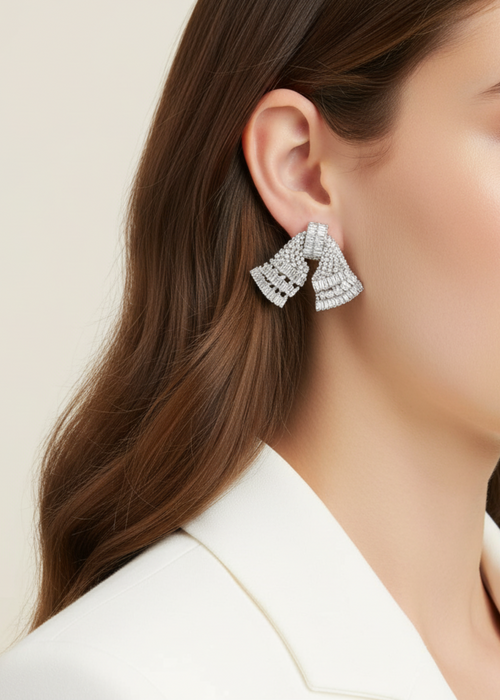 Fete Bow Earrings - Silver
