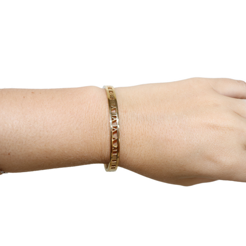 Gold Roman Numeral Hinged Bangle