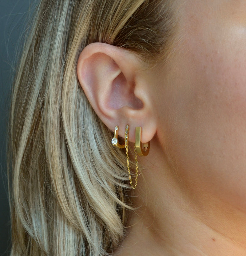Double Stud Huggie Hoops