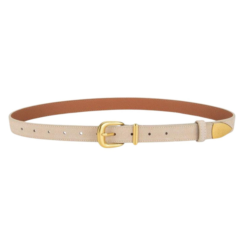 Sleek Sueded Belt - Ivory