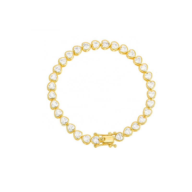 Small Bezel Set Tennis Bracelet - heart