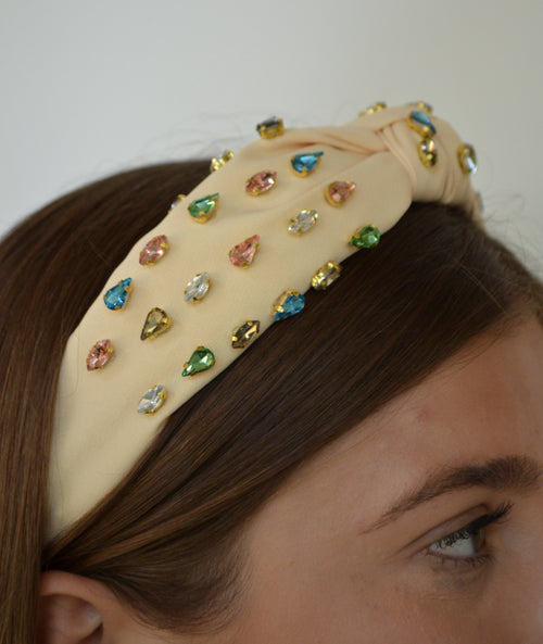 Bejeweled Headband - Tan
