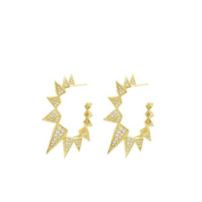 Spiked Pave Hoops- gold