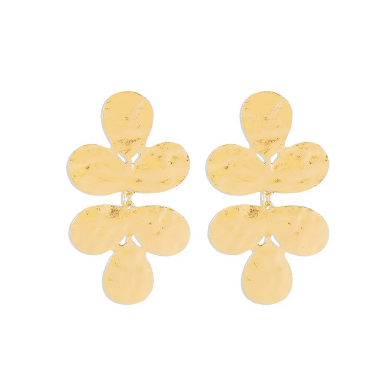 Hammered Petal Drops - gold