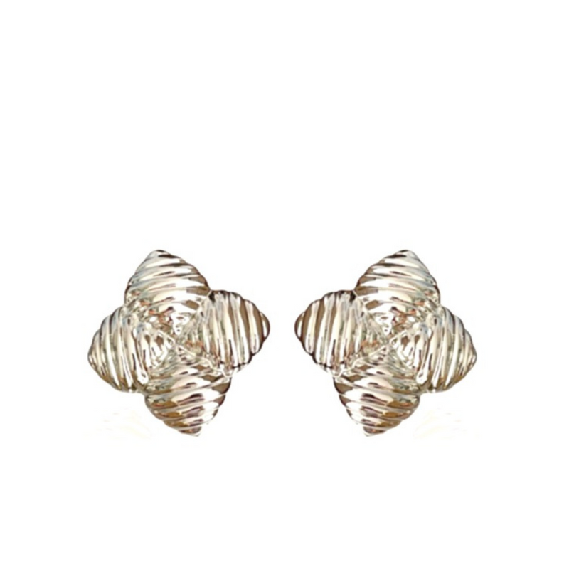 Rippled Petal Studs- silver