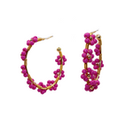 Floral Wire Hoop - Hot Pink