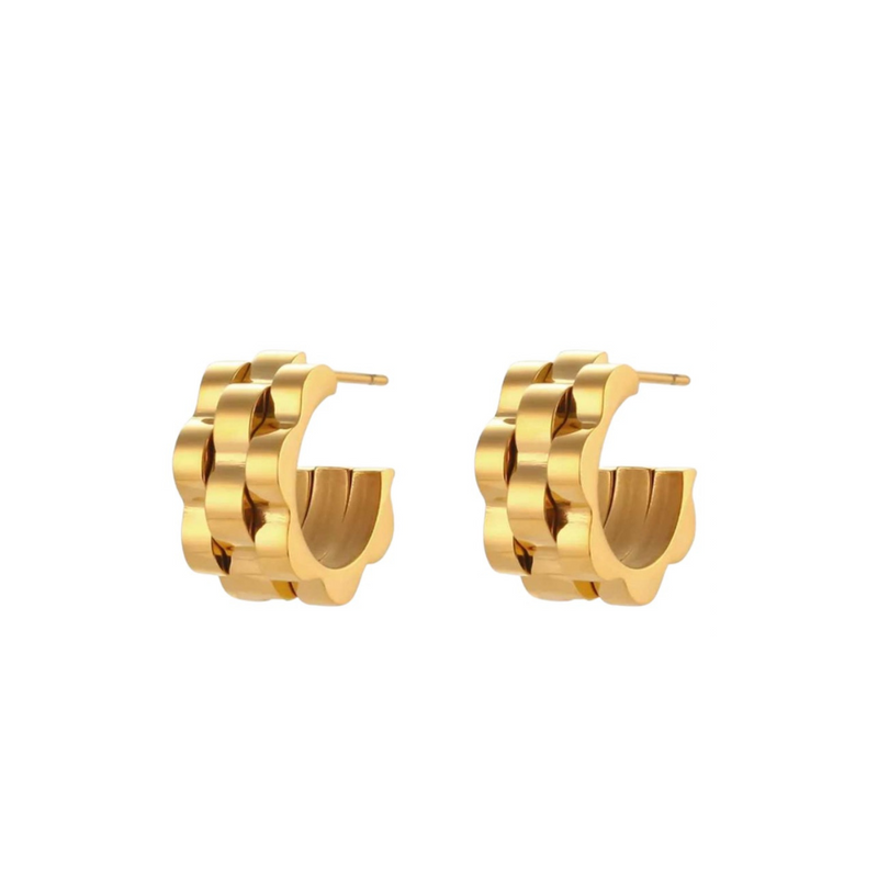 Gold Watchband Earrings