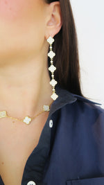 Pave Clover Floral Falling Drops