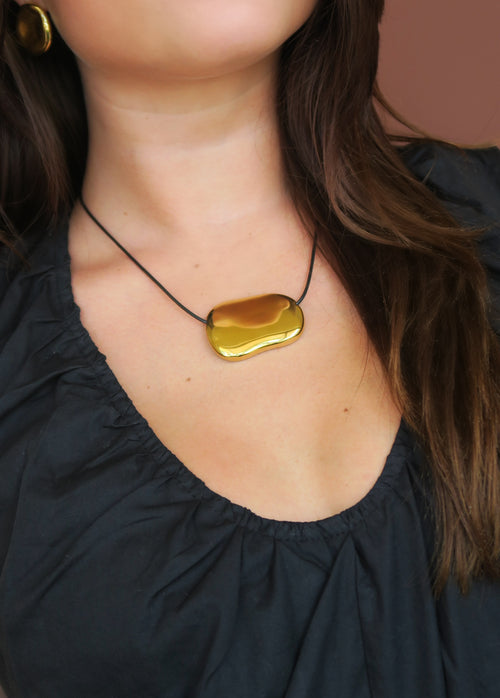 Golden Bean Cord Necklace