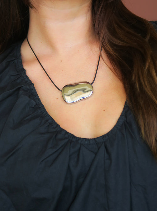 The Silver Bean Cord Necklace